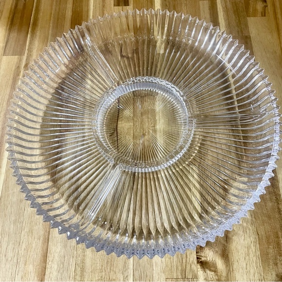 Vintage Mikasa Diamond Fire Round Divided Relish 4 Part Clear Crystal - Picture 4 of 14